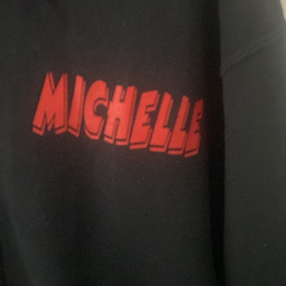 Black zip pocket sweatshirt. Michelle on front Comic book men graphic on back. M - Picture 2 of 8